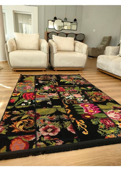 Mars Serisi Otantik Çiçekli Patchwork Desen Kaymaz Taban Şönil Halı fiyatları