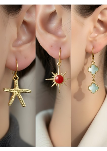 Trend Sembol Figürlü 3’lü Kadın Küpe Set