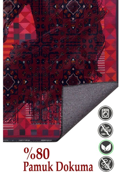 MARS124 Etnik Anadolu Halı Üzerine Desenlı At Dekoratif Salon Halısı Saçaklı Yıkanabilen Halı