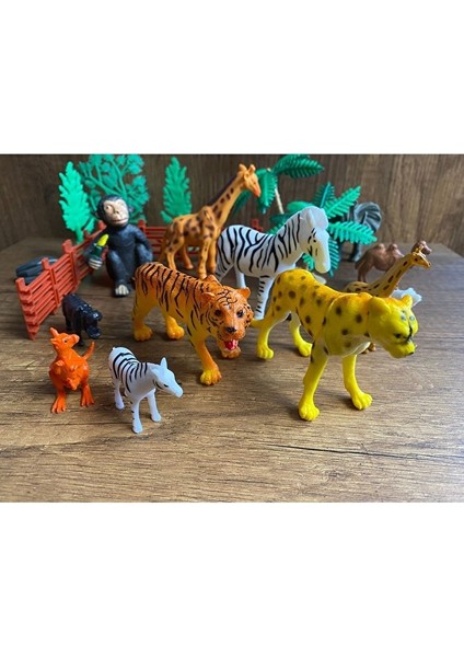 Oyuncak Vahşi Hayvanlar Seti Zebra Zürafa Maymun Deve Kanguru 21 Parça Vahşi Havyan Seti modelleri
