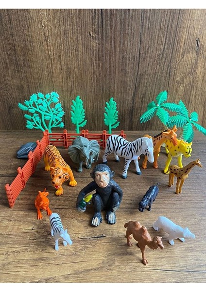 Oyuncak Vahşi Hayvanlar Seti Zebra Zürafa Maymun Deve Kanguru 21 Parça Vahşi Havyan Seti fırsatları