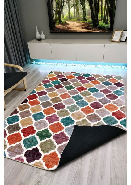 Mars 1006 Multy Tonlarında Fas Kapısı Modelli Dekoratif Kaymaz Taban Halı fiyatları