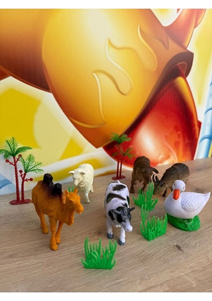 Çiftlik Hayvanları Koyun Inek Ördek Keçi At Eşek ve Aksesuarlar Toplam 9 Parça Oyuncak Büyük Boy fiyatları