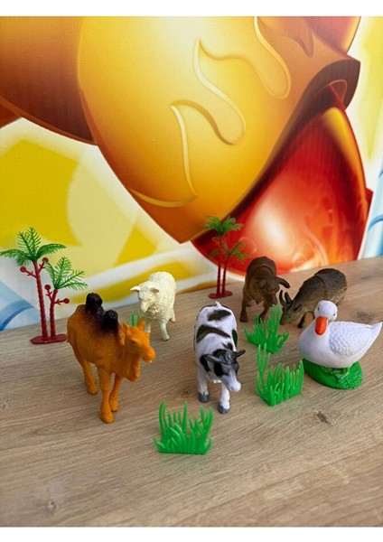 Çiftlik Hayvanları Koyun Inek Ördek Keçi At Eşek ve Aksesuarlar Toplam 9 Parça Oyuncak Büyük Boy fırsatları