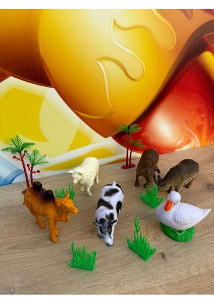 Çiftlik Hayvanları Koyun Inek Ördek Keçi At Eşek ve Aksesuarlar Toplam 9 Parça Oyuncak Büyük Boy indirimleri
