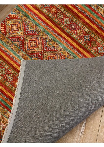 Mars 2034 Klasik Eskitme Görünümlü Çizgili Desen Kaymaz Taban Dekoratif Halı fırsatları