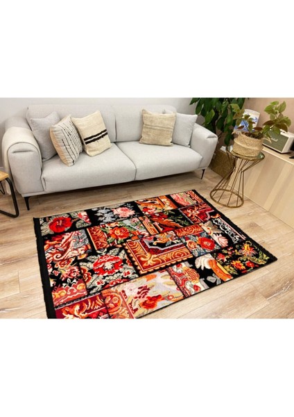 Mars 2007 Siyah ve Multy Tonlarında Desen Kaymaz Taban Dekoratif Halı modelleri