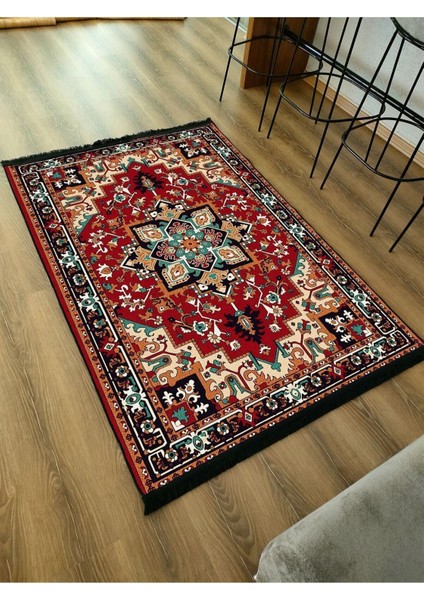 Mars Serisi Kırmızı ve Hardal Tonlarında Antika Otantik Eskitme Desen Kaymaz Taban Şönil Halı indirimleri