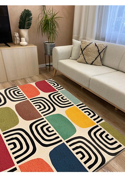 Mars 141 Bej Geometrik Modern Çok Renkli Modern Dokuma Taban Halı indirimleri