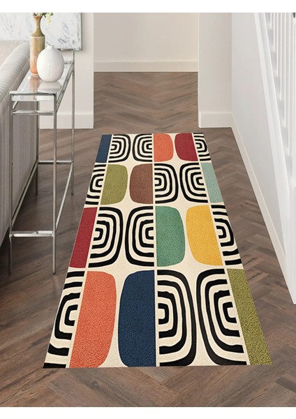 Mars 141 Bej Geometrik Modern Çok Renkli Modern Dokuma Taban Halı