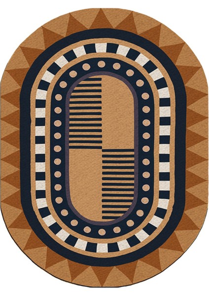 Boho 979 Jüt Hasır Etnik Desenli Oval Jüt Örme Doğal Hasır Natural Oval Halı indirimleri