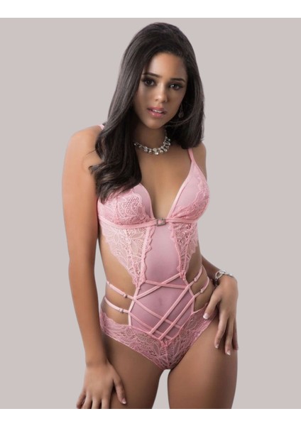 Şık Modern Dantelli Tasarım Jartiyer Gecelik, Ayarlanabilir Askılı, İç Çamaşırı Seti