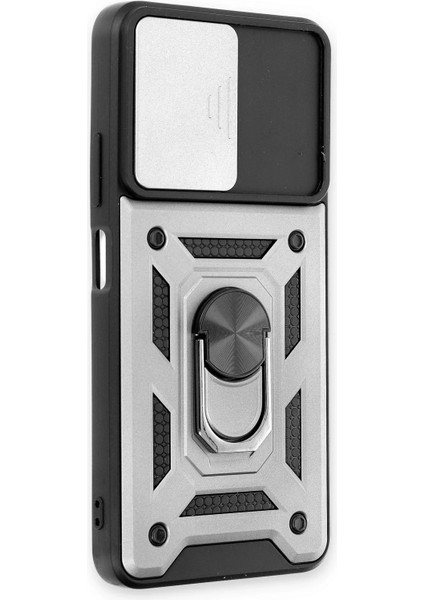 Xiaomi Redmi Note 11T Kılıf Pars Lens Yüzüklü Silikon - Gümüş fiyatları