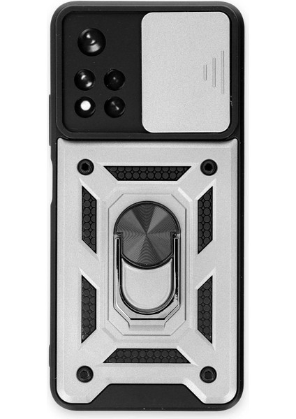 Xiaomi Redmi Note 11T Kılıf Pars Lens Yüzüklü Silikon - Gümüş modelleri