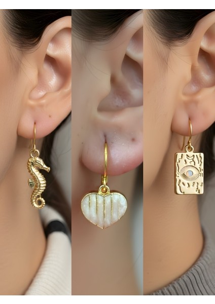 Trend Sembol Figürlü 3’lü Kadın Küpe Set