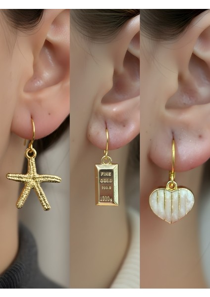 Trend Sembol Figürlü 3’lü Kadın Küpe Set