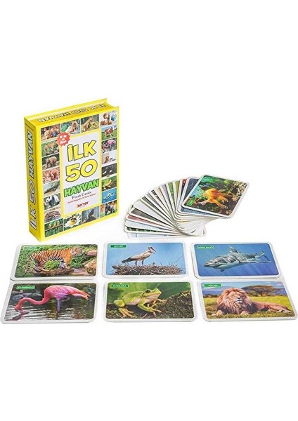 Eğitici Hafıza Kartları Ilk 50 Hayvan Kelime Zeka Kartları - Bebekler Için Eğlenceli Aktivite Set fırsatları