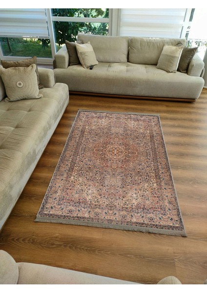 Mars 2084 Kahve Tonlarında Eskitme Antika Otantik Desen Kaymaz Dekoratif Halı fırsatları