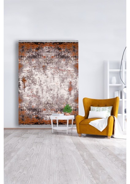 Mars 2026 Kahve ve Krem Tonlarından Oluşan Karışık Desen Kaymaz Taban Dekoratif Halı