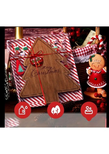 Yılbaşı, Noel, Merry Christmas Ahşap Kesme Sunum Tahtası 2d Düz fiyatları