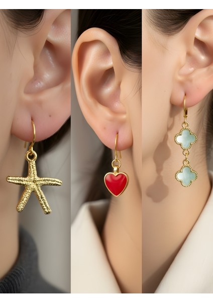 Trend Sembol Figürlü 3’lü Kadın Küpe Set