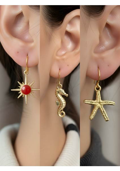 Trend Sembol Figürlü 3’lü Kadın Küpe Set