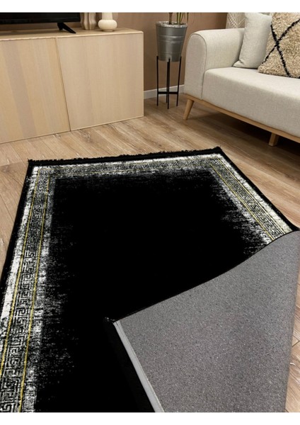 Mars 2000 Siyah Bordürlü Klasik Desen Kaymaz Taban Dekoratif Halı fırsatları