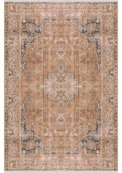 Mars Serisi Hardal Eskitme Antika Desen Kaymaz Taban Şönil Halı