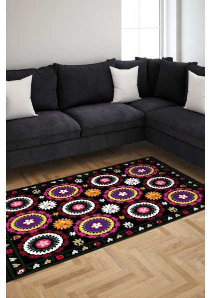 Mars Serisi Beyaz Rengin Üzerinde Multy Tonlarında Çiçekli Desen Kaymaz Taban Şönil Halı modelleri