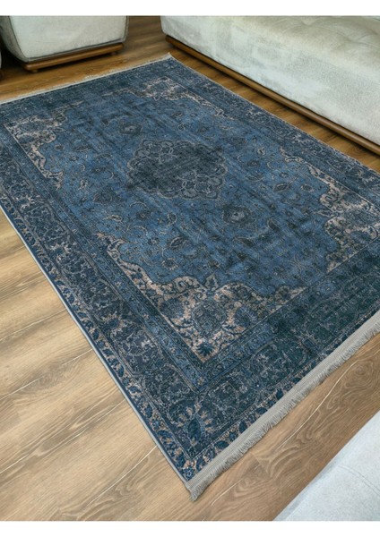 Mars Serisi Lacivert Eskitme Antika Desen Kaymaz Taban Şönil Halı fiyatları