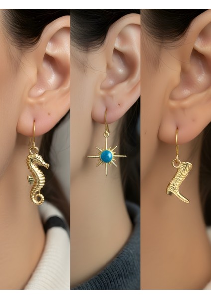 Trend Sembol Figürlü 3’lü Kadın Küpe Set