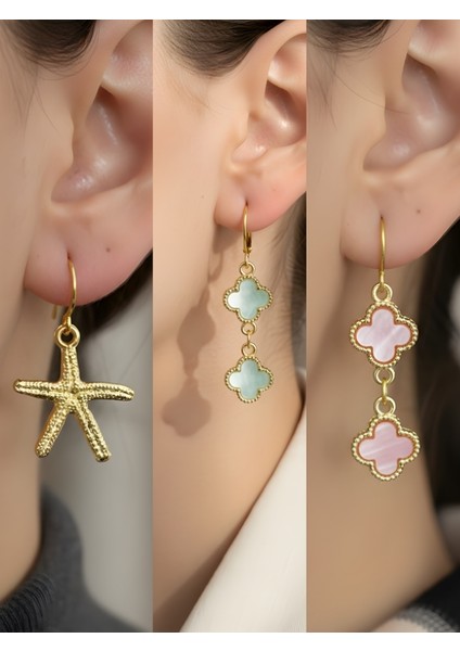 Trend Sembol Figürlü 3’lü Kadın Küpe Set