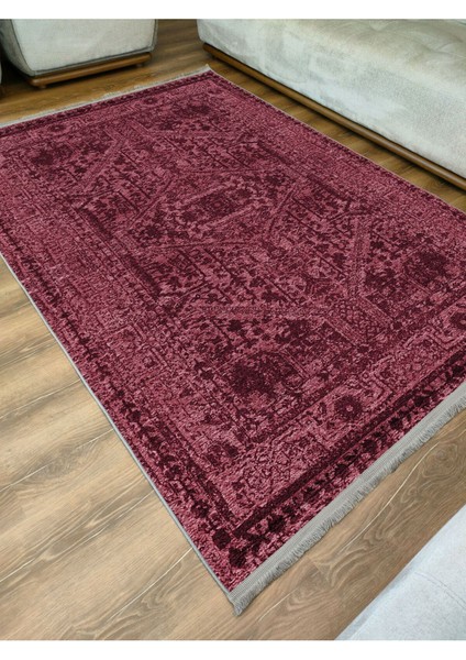 Mars Halı 2081 Bordo Tonunda Dekoratif Halı Salon Halısı Saçaklı Yıkanabilen Halı modelleri