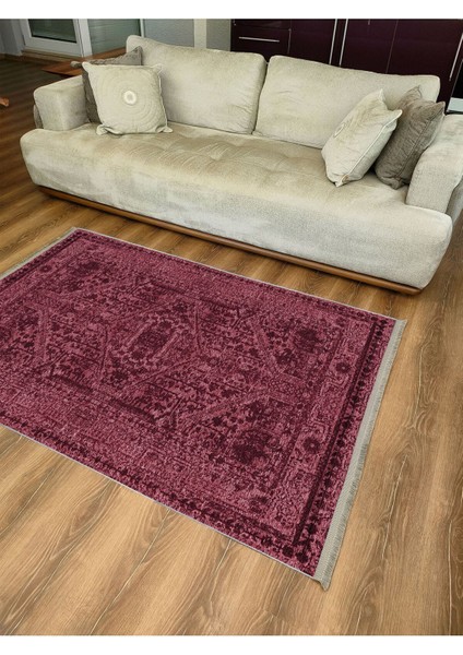 Mars Halı 2081 Bordo Tonunda Dekoratif Halı Salon Halısı Saçaklı Yıkanabilen Halı indirimleri