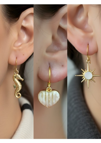 Trend Sembol Figürlü 3’lü Kadın Küpe Set