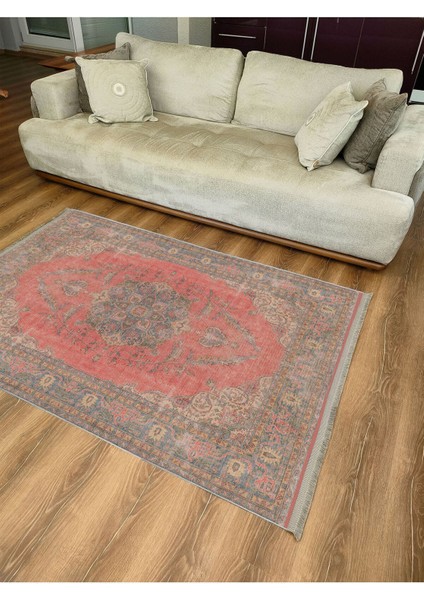 Mars 2082 Kahve Tonlarında Eskitme Otanti Kslasik Desen Kaymaz Taban Decoratif Halı indirimleri