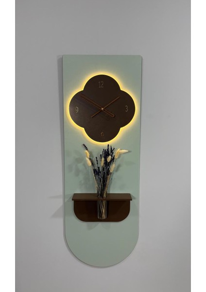 Yonca Ahşap Pilli Ledli Iskandinav Tarzı Salon Duvar Saati Modern Çiçeklik 40 x 110 cm modelleri