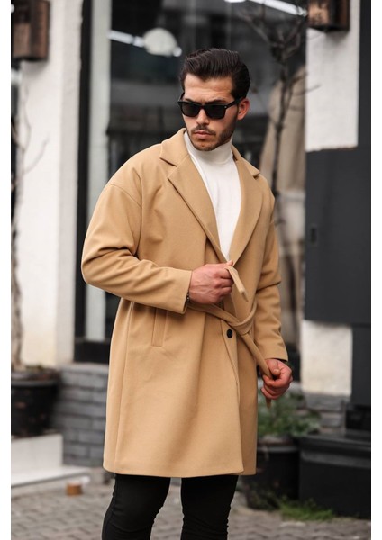 560-OVERSIZE Kesim Erkek V Yaka 2 Dügme Kase Kaban-Vizon fiyatları