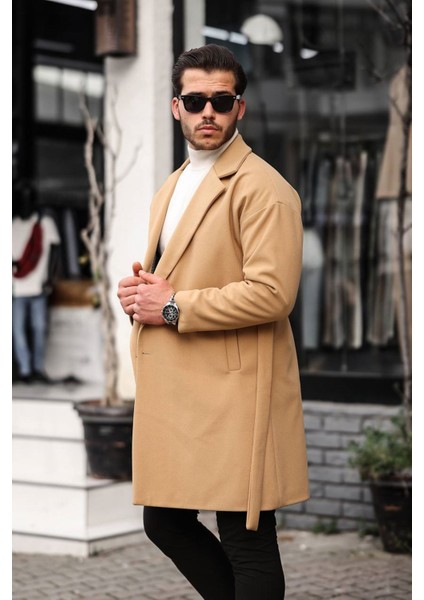 560-OVERSIZE Kesim Erkek V Yaka 2 Dügme Kase Kaban-Vizon modelleri