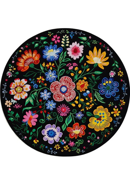 Mars 218 Siyah Çiçekli Yuvarlak Dokuma Taban Salon Halısı fiyatları