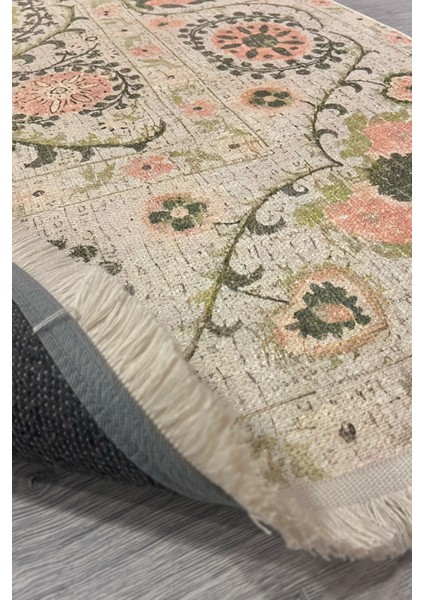 Mars Halı Çiçekli Floral Krem Pudra Pembesi Pop Art Salon Halısı Mutfak Halı 232 modelleri