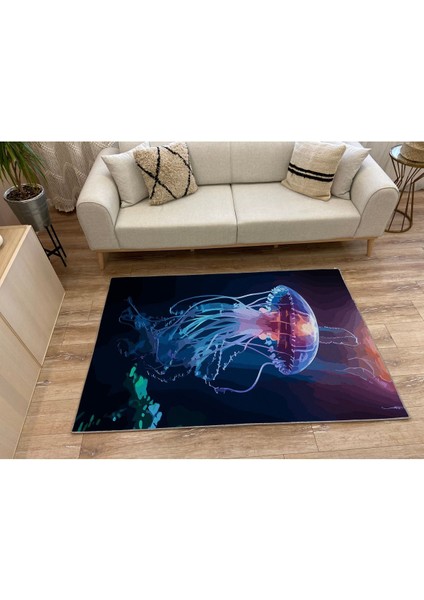 Mars 43 Modern Stil Lacivert Deniz Anası Salon Halısı Yıkanabilen Dekoratif Halı fırsatları