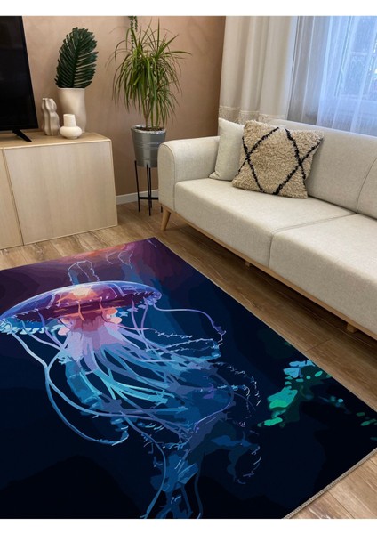Mars 43 Modern Stil Lacivert Deniz Anası Salon Halısı Yıkanabilen Dekoratif Halı indirimleri
