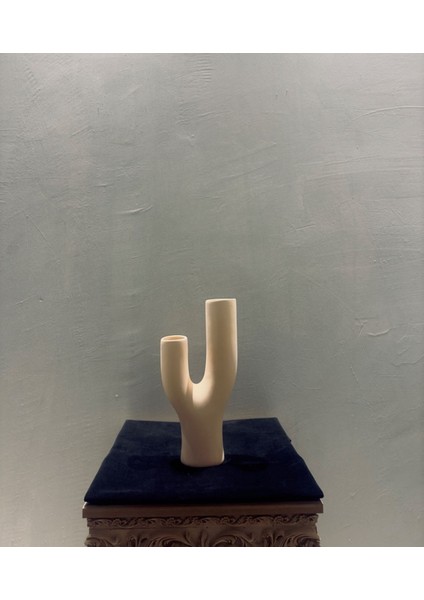 Minimalist Ikili Boru Formlu Seramik Vazo – 31X15 cm Modern Dekoratif Obje Ev fiyatları