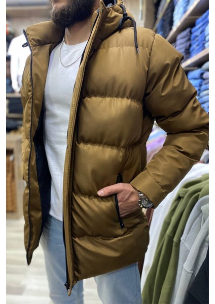 Slimfit Kesim Erkek Sisme Kapuşonlu Mont-Hardal