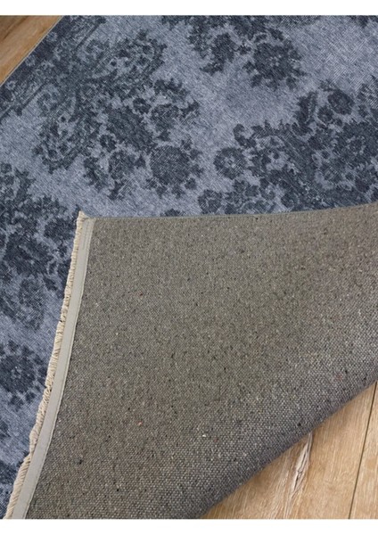 Mars 2031 Mavi Tonunda Bordürlü Eskitme Klasik Desen Kaymaz Taban Dekoratif Halı fırsatları