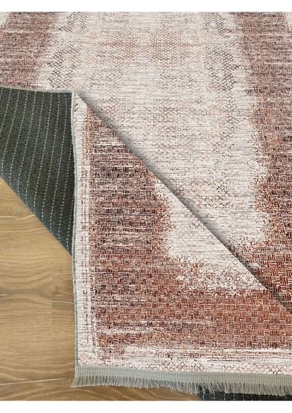 Mars 2096 Bej Modern Desenli Yıkanabilir Kaymaz Salon Halısı, Koridor ve Mutfak Halısı