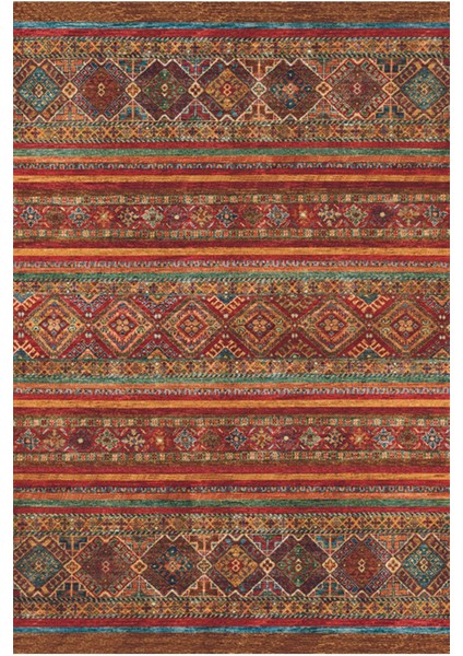 Mars 2034 Renkli Klasik Desenli Yıkanabilir Kaymaz Salon Halısı Koridor ve Mutfak Halısı