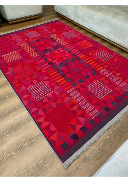 Mars 119 Etnik Otantik Kırmızı Tonda Dekoratif Salon Halısı Saçaklı Yıkanabilen Halı fiyatları