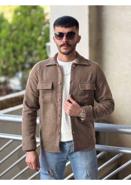 Slimfit Kesim Erkek Kaşmir Cift Cepli Gömlek-Kahve fiyatları